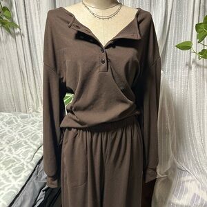 Casual Brown Matching Lounge Set